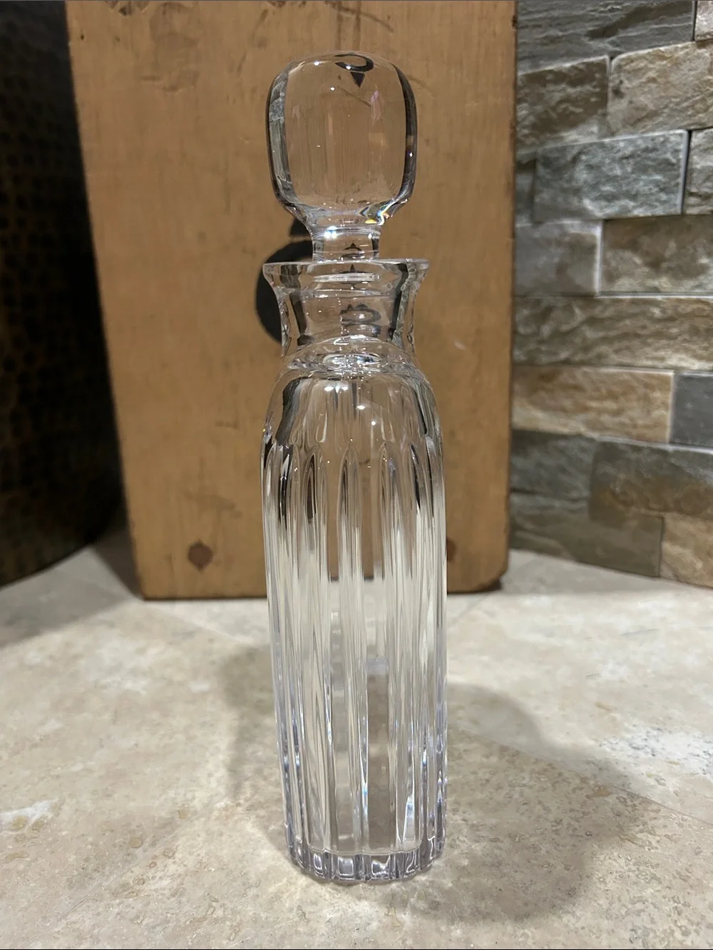vintage Atlantis crystal ribbed decanter with Stopper